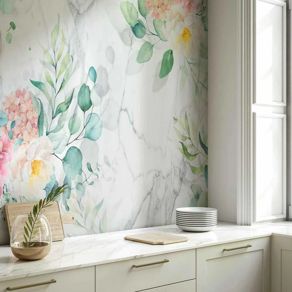 Artgeist Fototapetas - Flowery Marble