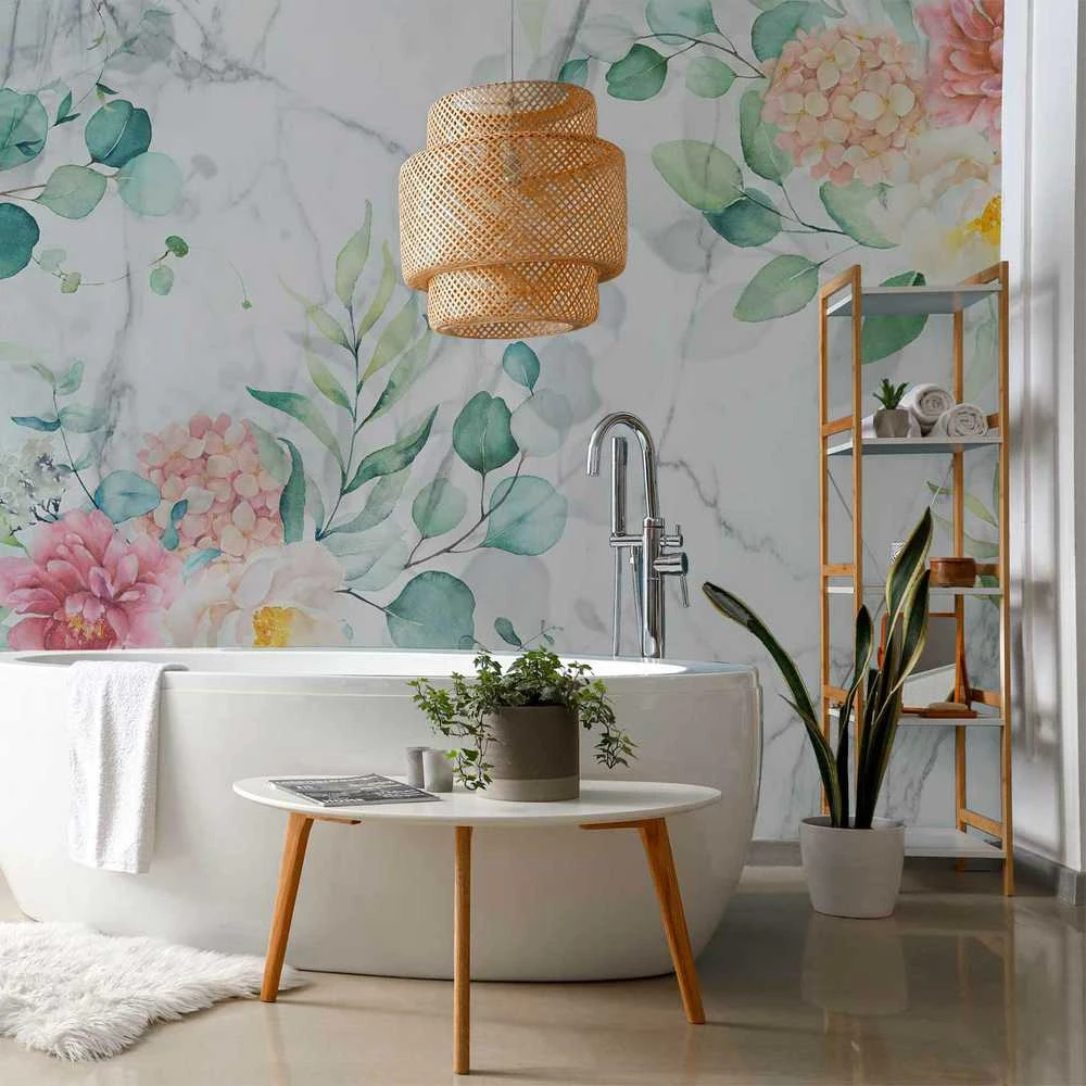 Artgeist Fototapetas - Flowery Marble
