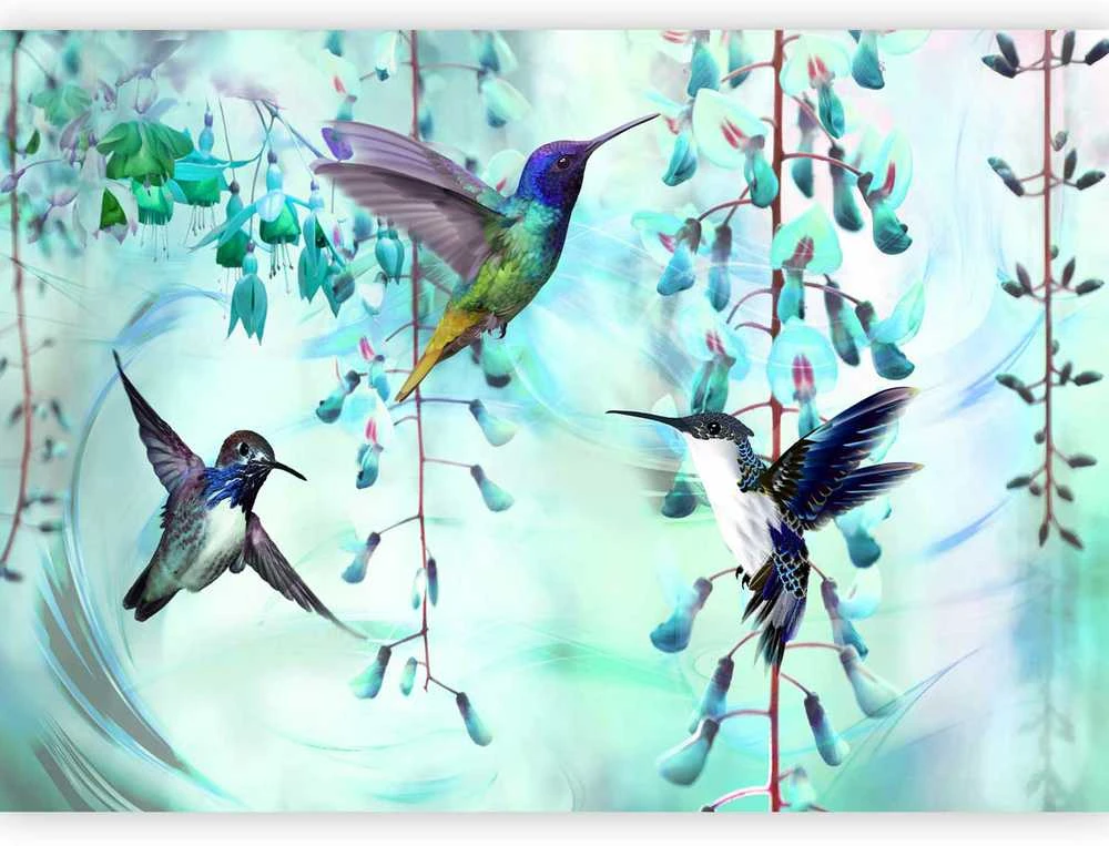 Artgeist Fototapetas - Flying Hummingbirds (Žalias)