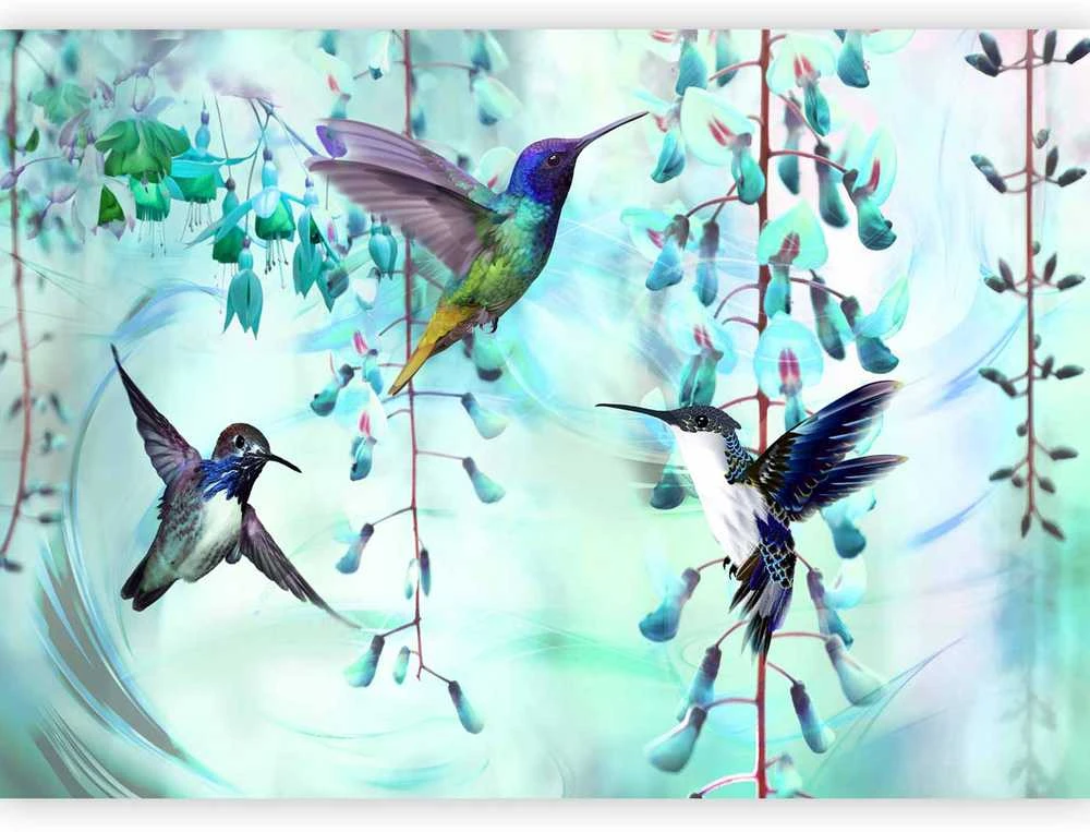 Artgeist Fototapetas - Flying Hummingbirds (Žalias)