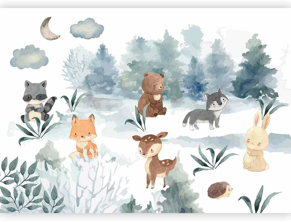 Artgeist Fototapetas - Forest Games - Animals in a Forest Painted in Watercolours