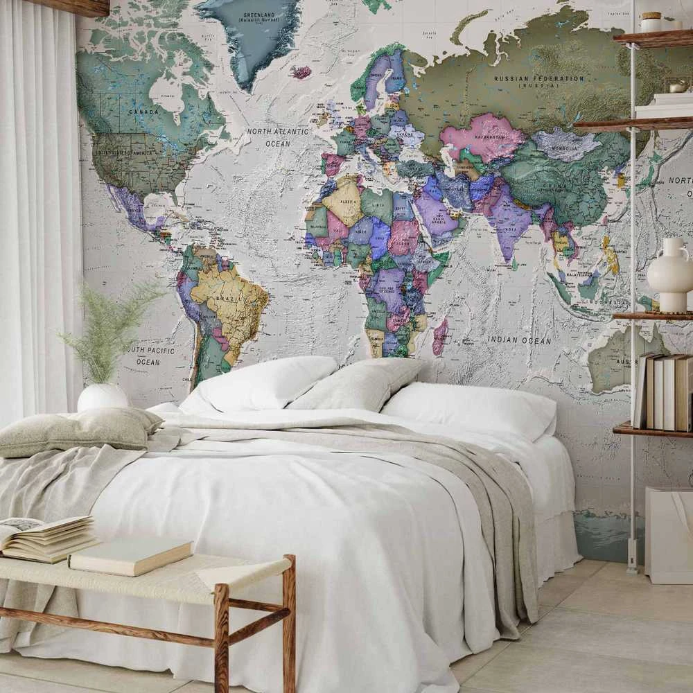 Artgeist Fototapetas - Geography study - world map with signed countries in English