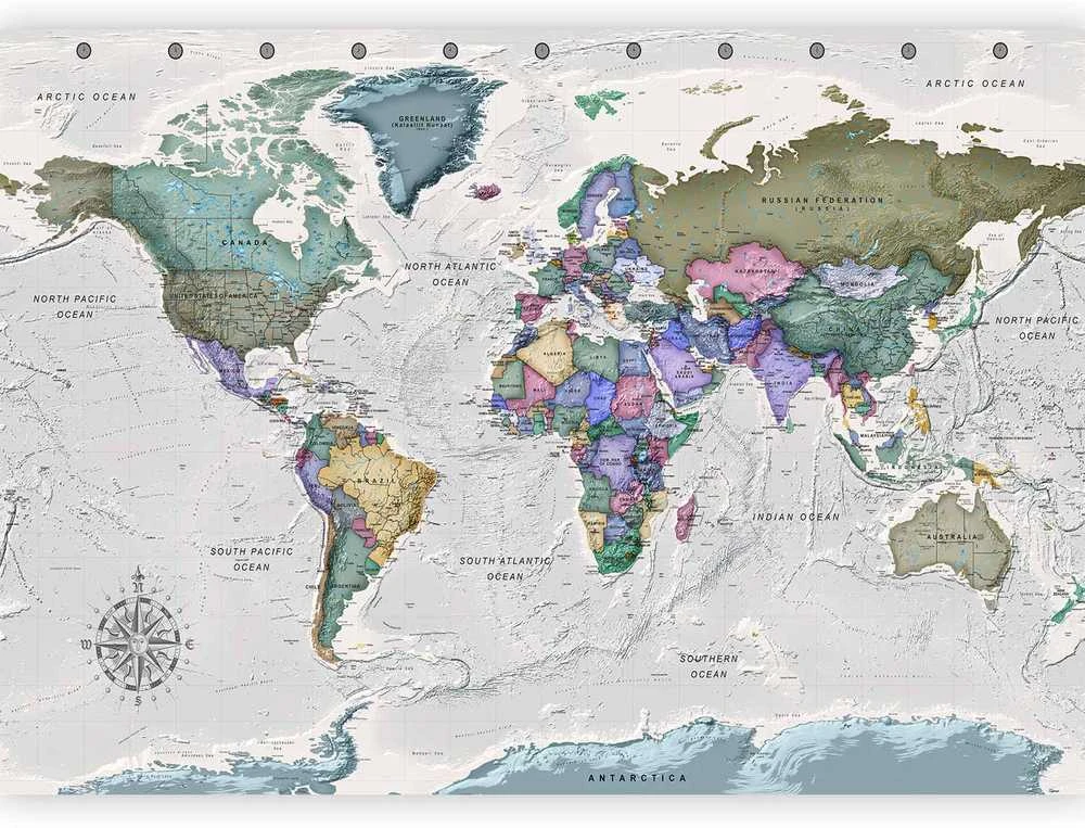 Artgeist Fototapetas - Geography study - world map with signed countries in English