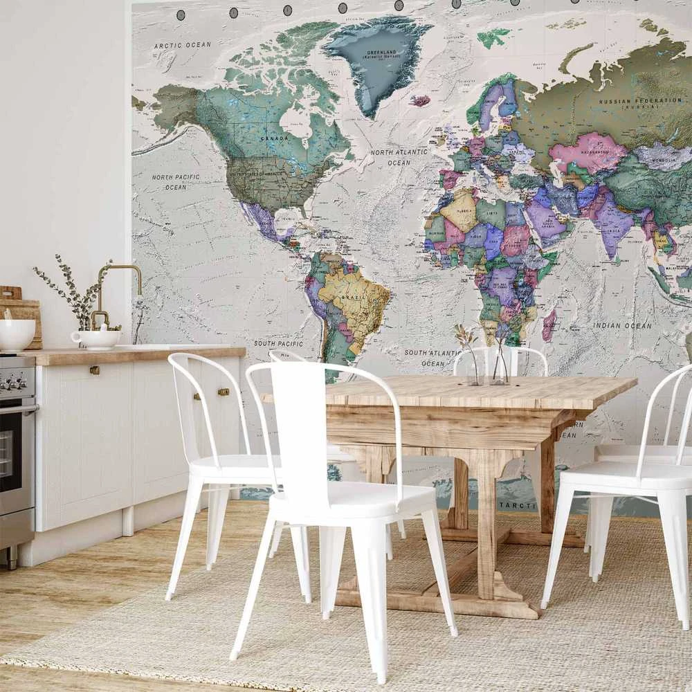Artgeist Fototapetas - Geography study - world map with signed countries in English