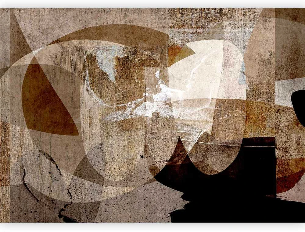 Artgeist Fototapetas - Geometric abstraction with shapes - composition in ruda colours