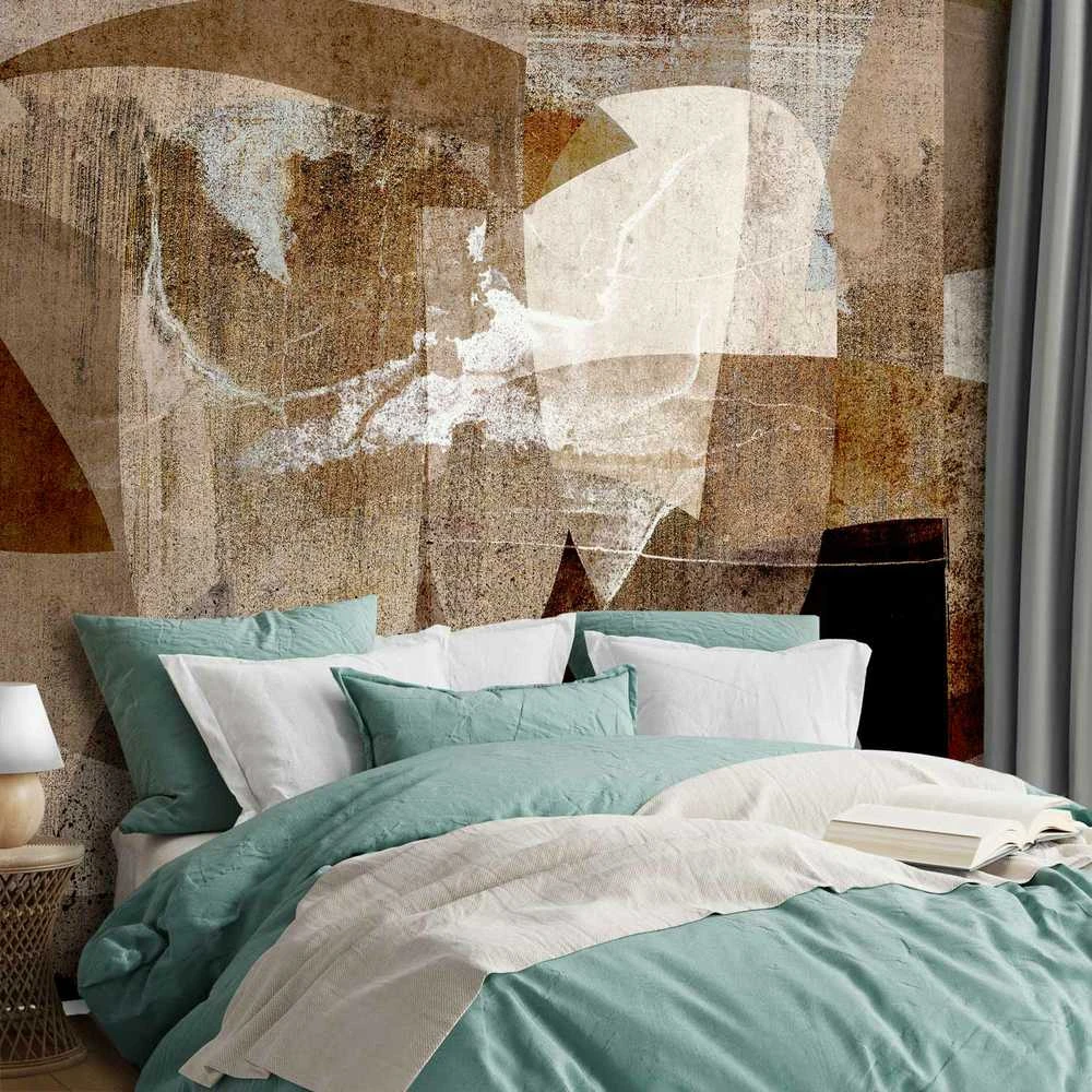 Artgeist Fototapetas - Geometric abstraction with shapes - composition in ruda colours
