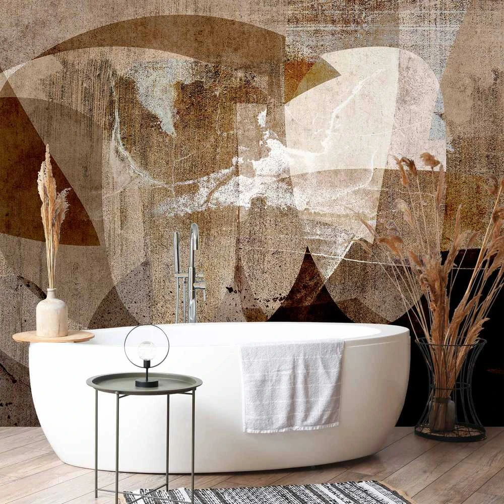 Artgeist Fototapetas - Geometric abstraction with shapes - composition in ruda colours