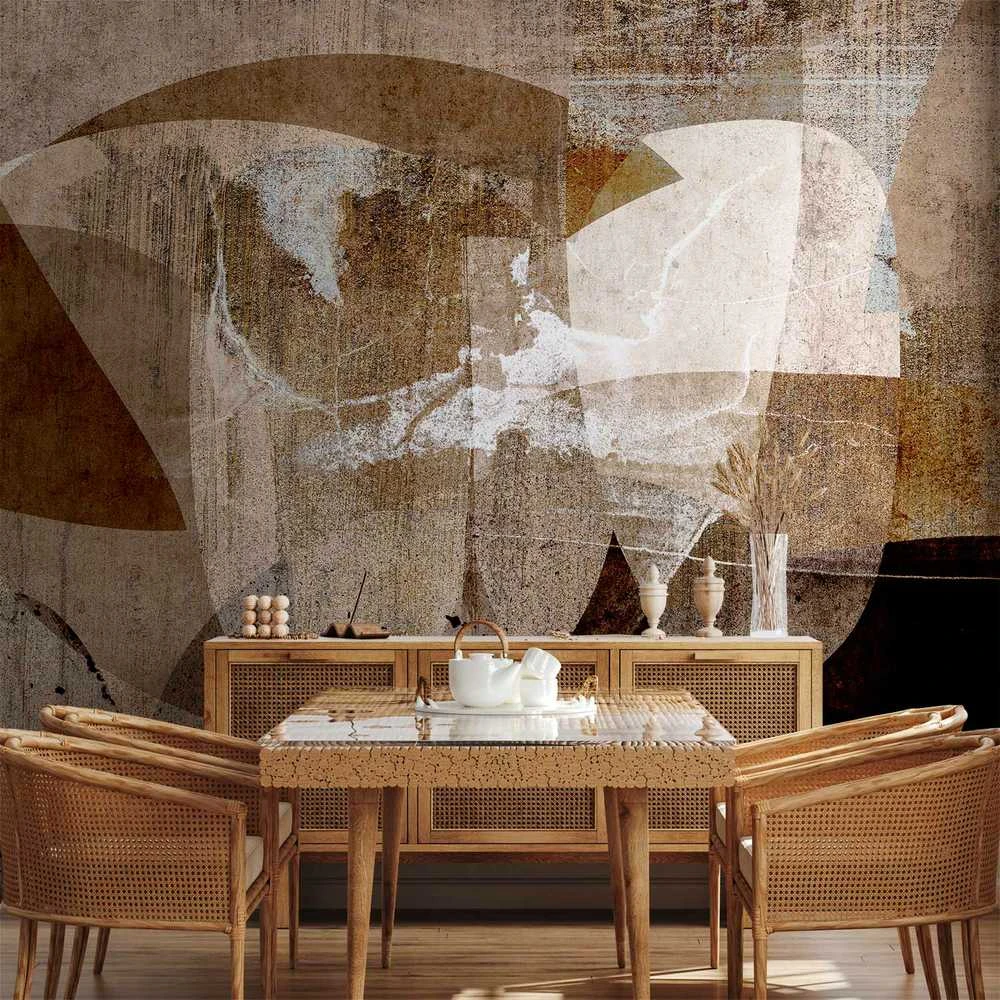 Artgeist Fototapetas - Geometric abstraction with shapes - composition in ruda colours
