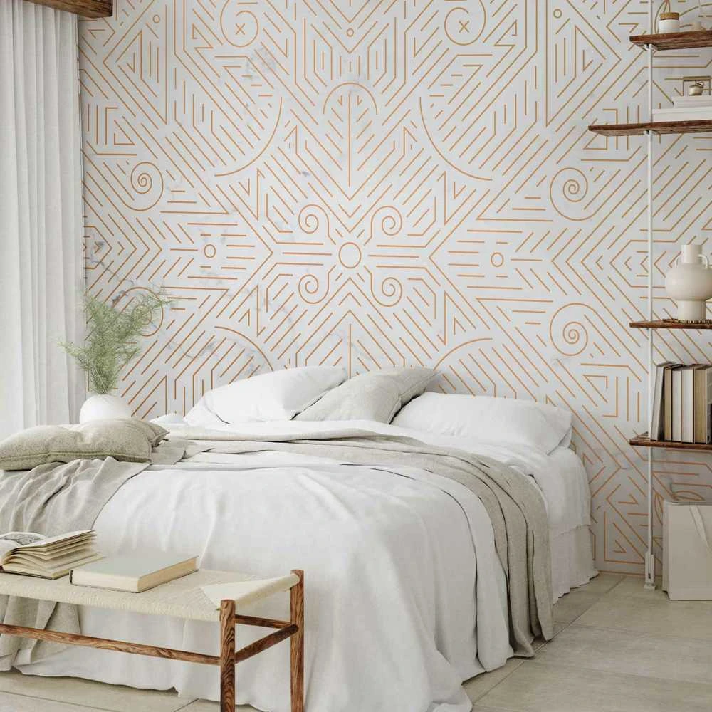 Artgeist Fototapetas - Geometric Pattern Shades of Gold and Marble Stone