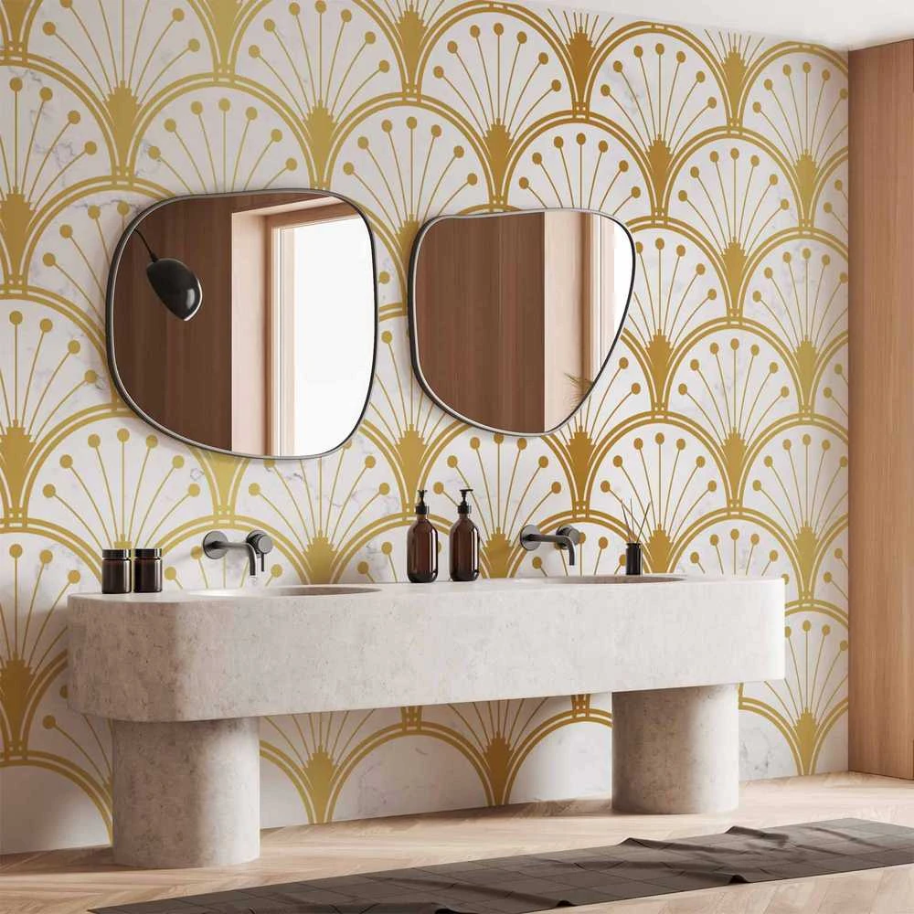 Artgeist Fototapetas - Gold and Marble Art Deco-inspired Pattern