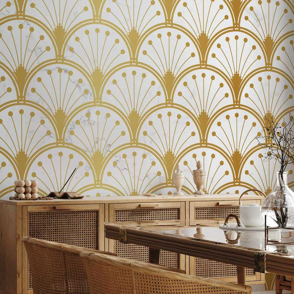 Artgeist Fototapetas - Gold and Marble Art Deco-inspired Pattern