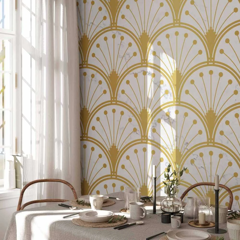 Artgeist Fototapetas - Gold and Marble Art Deco-inspired Pattern