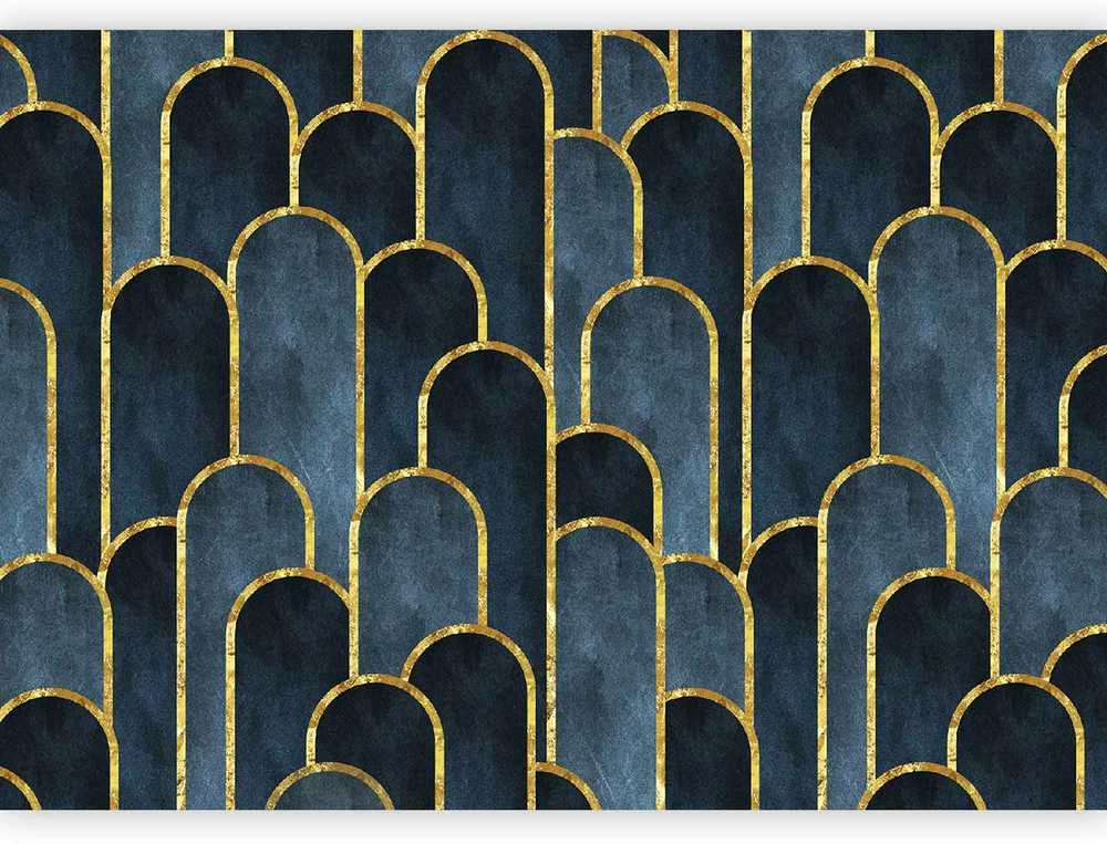 Artgeist Fototapetas - Gold and Navy Mėlyna Pattern