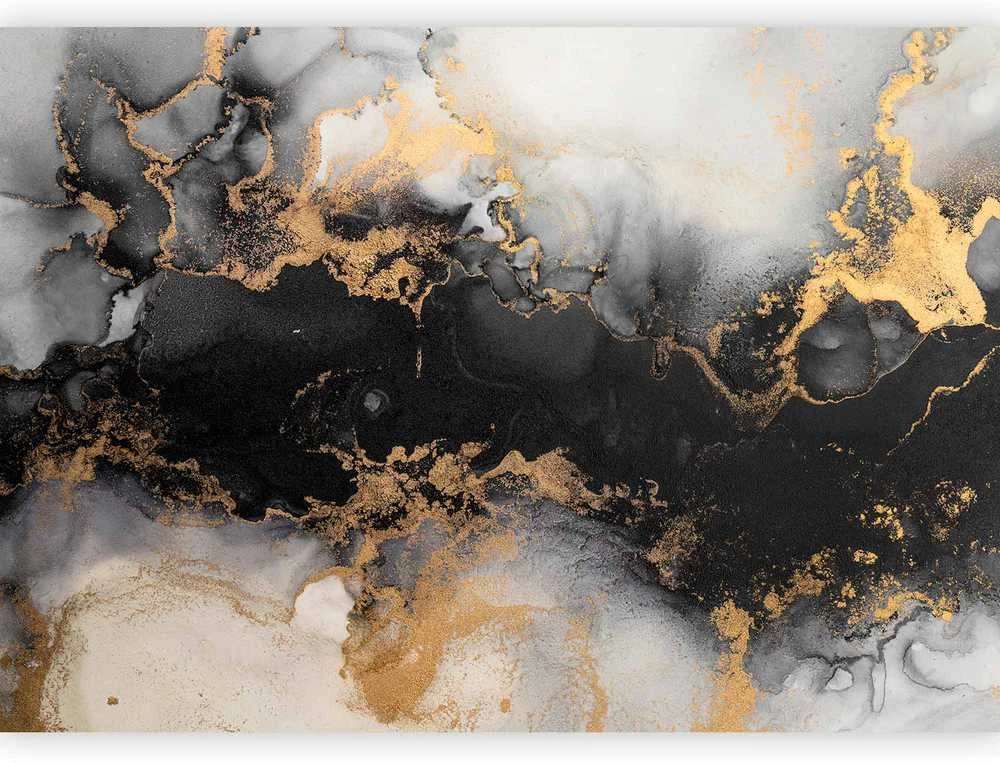 Artgeist Fototapetas - Gold Explosions - an Abstract Pattern Inspired by Marble