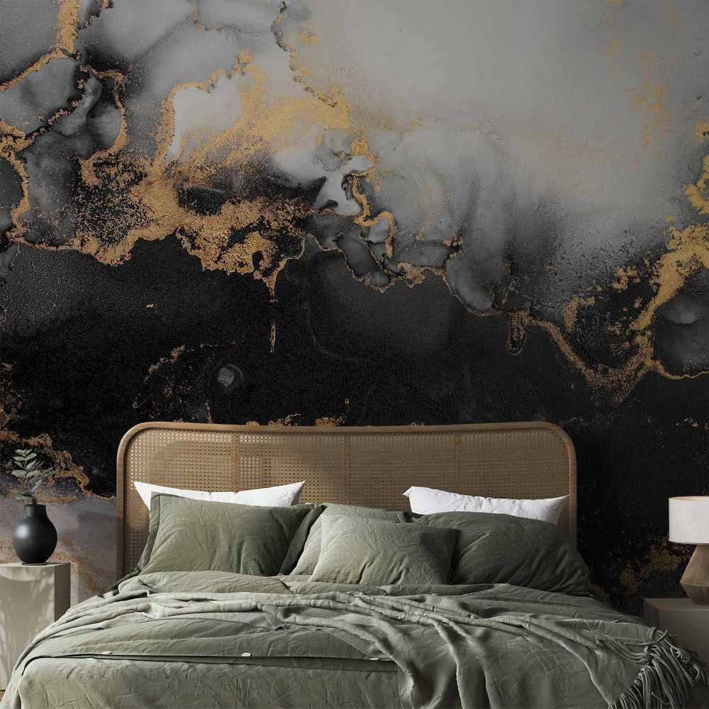 Artgeist Fototapetas - Gold Explosions - an Abstract Pattern Inspired by Marble