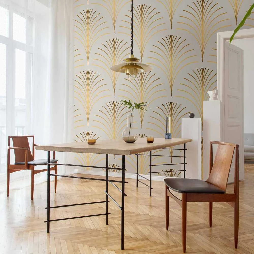 Artgeist Fototapetas - Gold Linear Pattern on Marble Background
