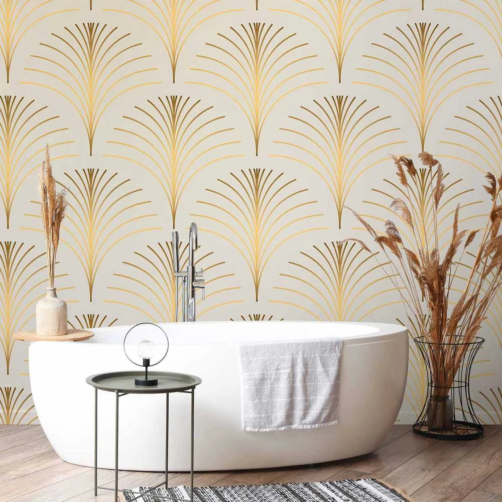 Artgeist Fototapetas - Gold Linear Pattern on Marble Background