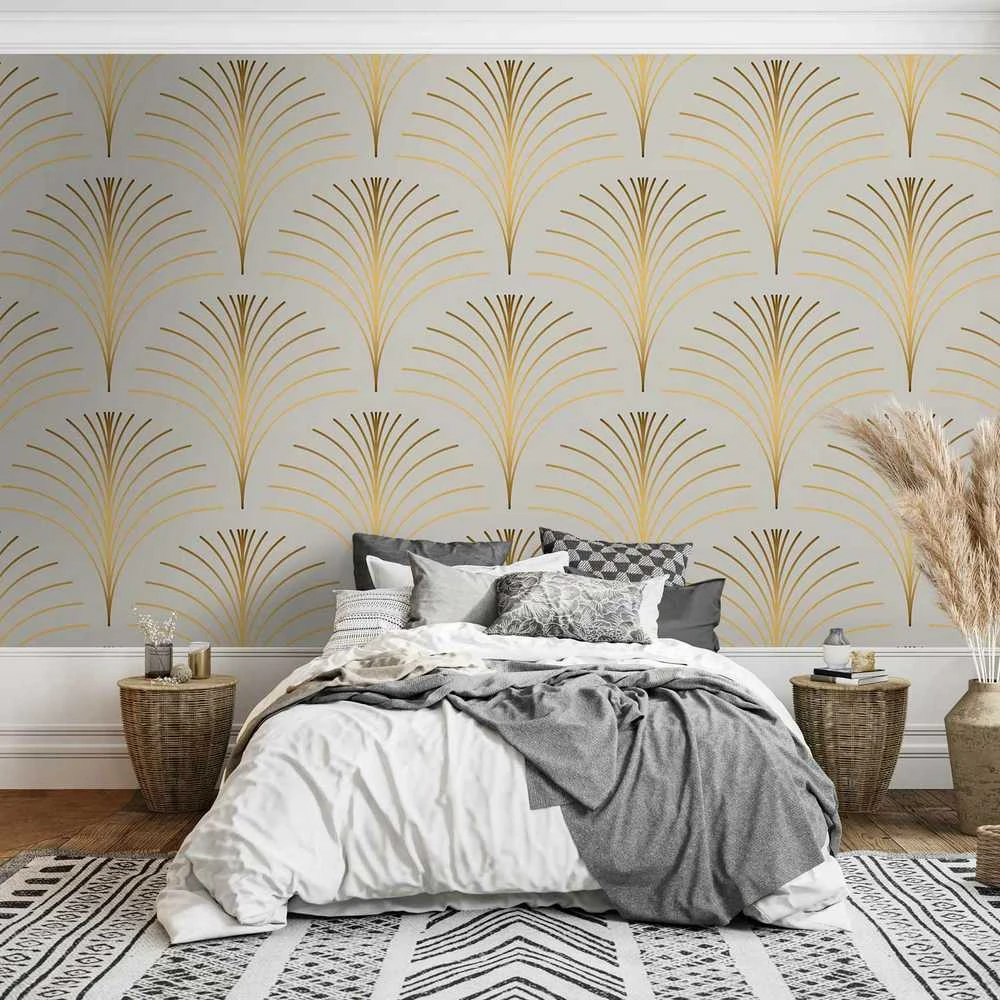 Artgeist Fototapetas - Gold Linear Pattern on Marble Background