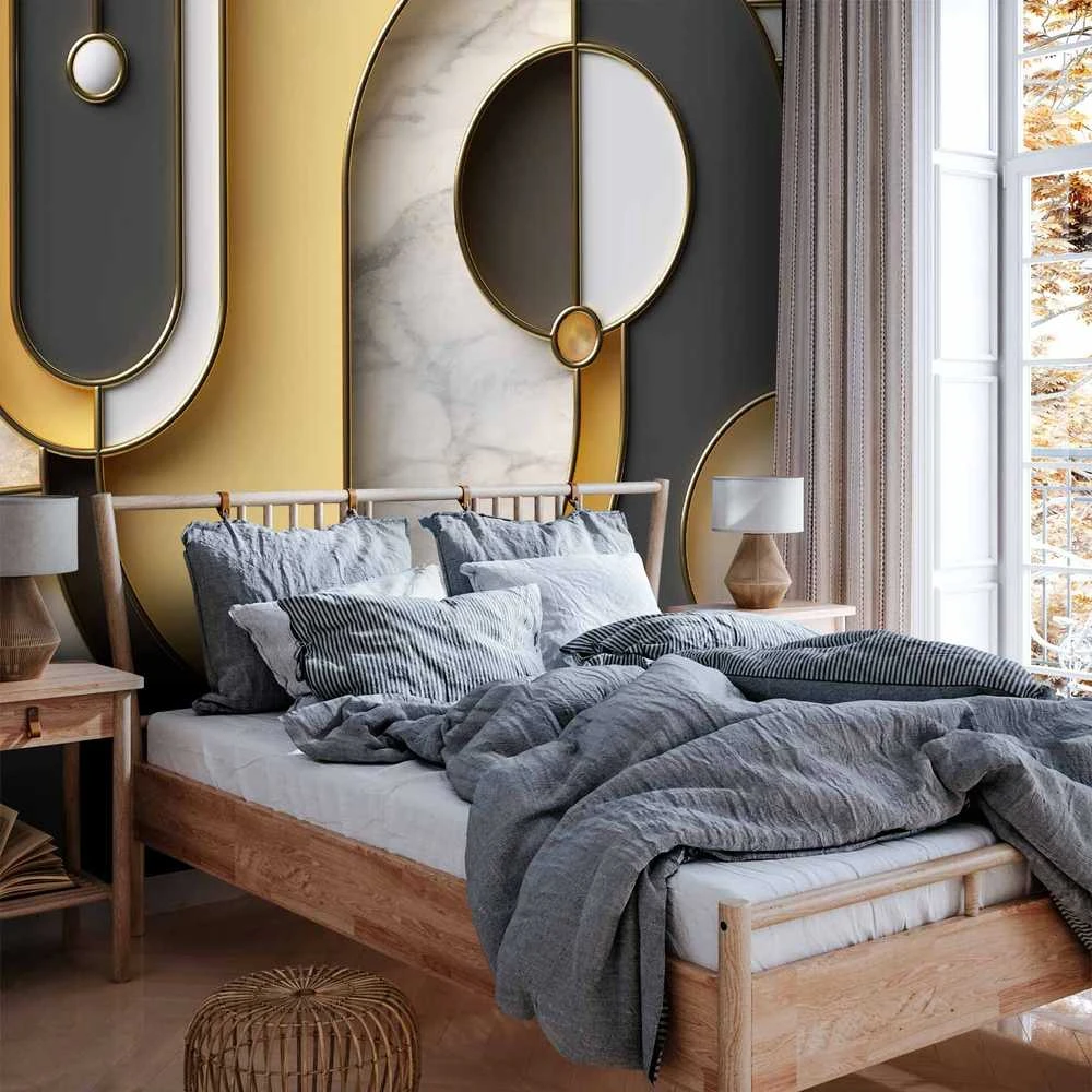 Artgeist Fototapetas - Gold-marble Geometric Pattern
