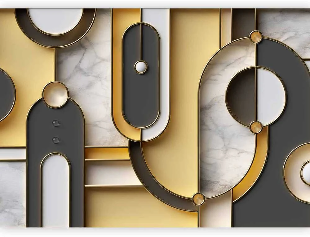 Artgeist Fototapetas - Gold-marble Geometric Pattern
