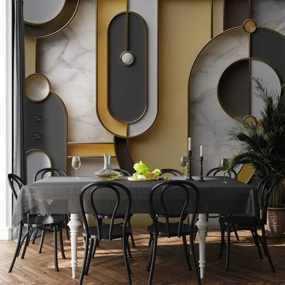 Artgeist Fototapetas - Gold-marble Geometric Pattern