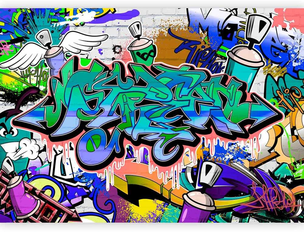 Artgeist Fototapetas - Graffiti: mėlynas theme