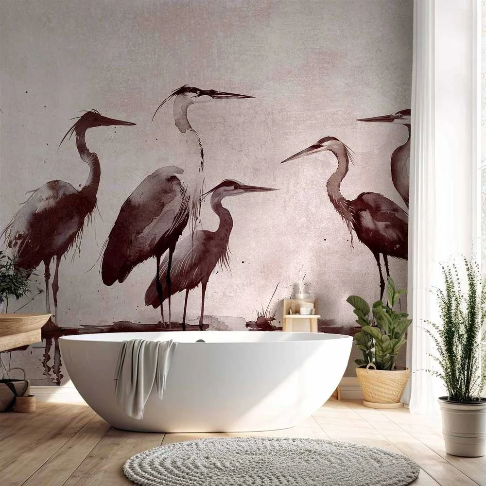 Artgeist Fototapetas - Herons painted with ink