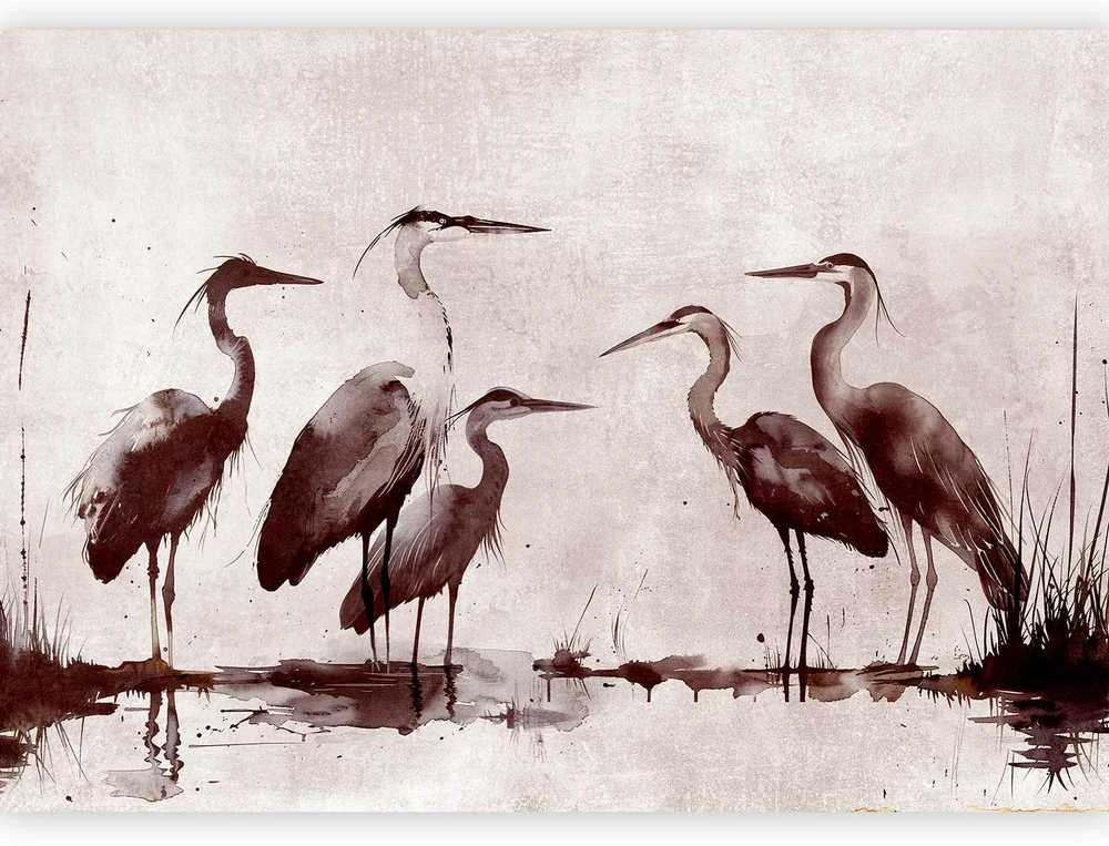 Artgeist Fototapetas - Herons painted with ink