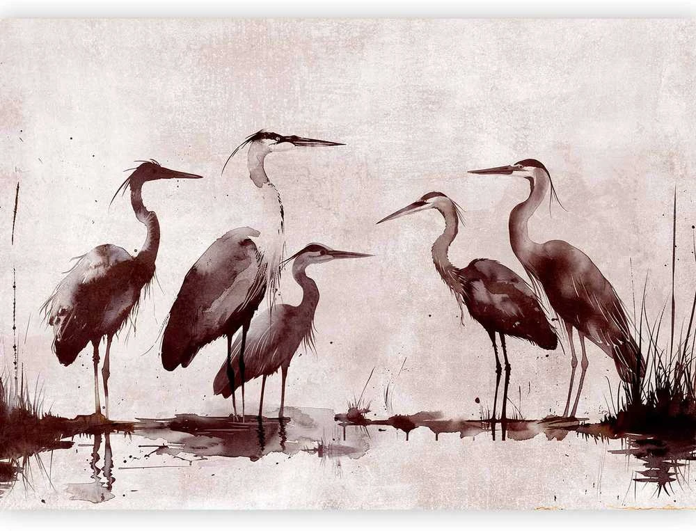Artgeist Fototapetas - Herons painted with ink