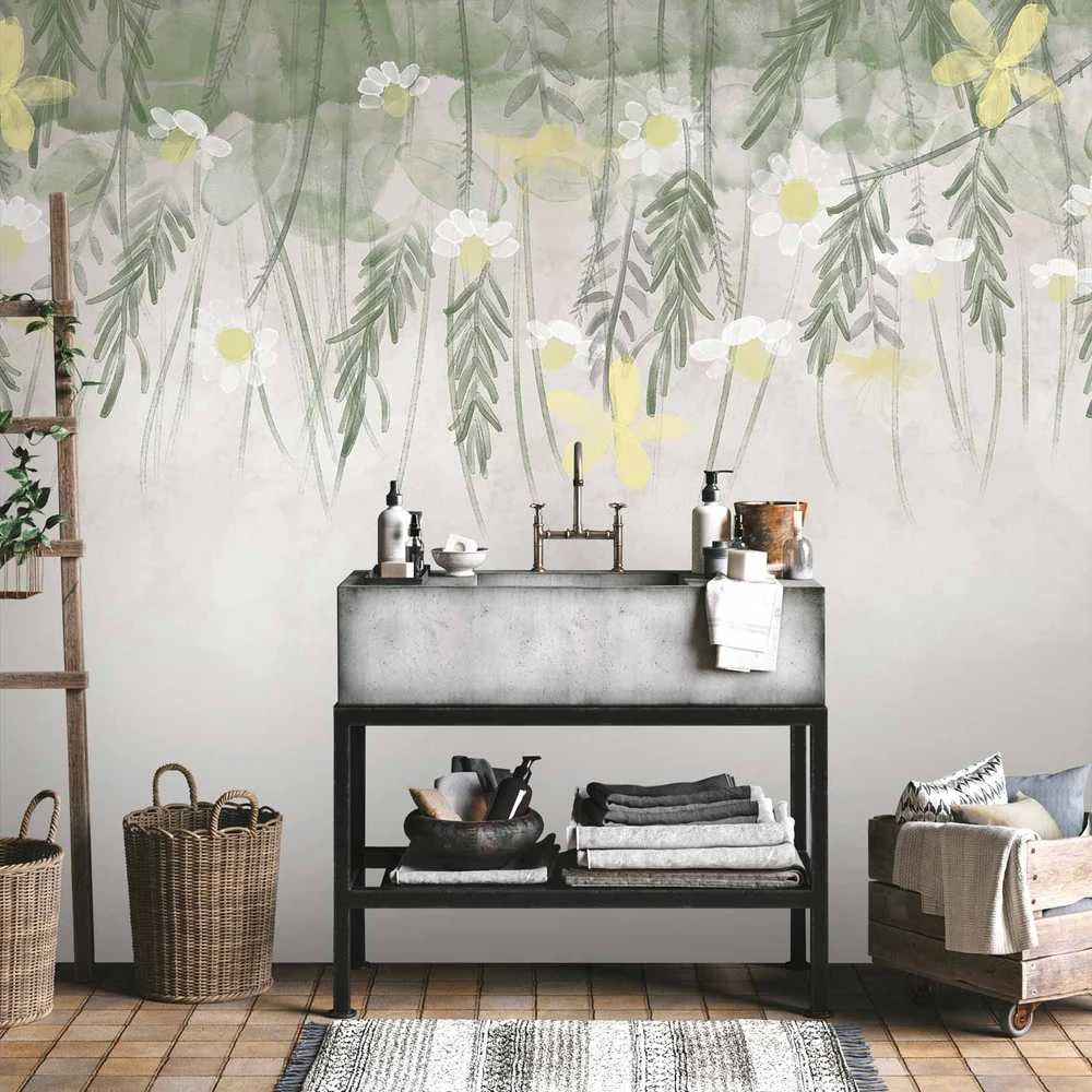 Artgeist Fototapetas - Home herbarium - subtle floral motif with flowers in watercolour style