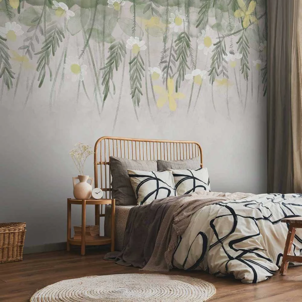 Artgeist Fototapetas - Home herbarium - subtle floral motif with flowers in watercolour style