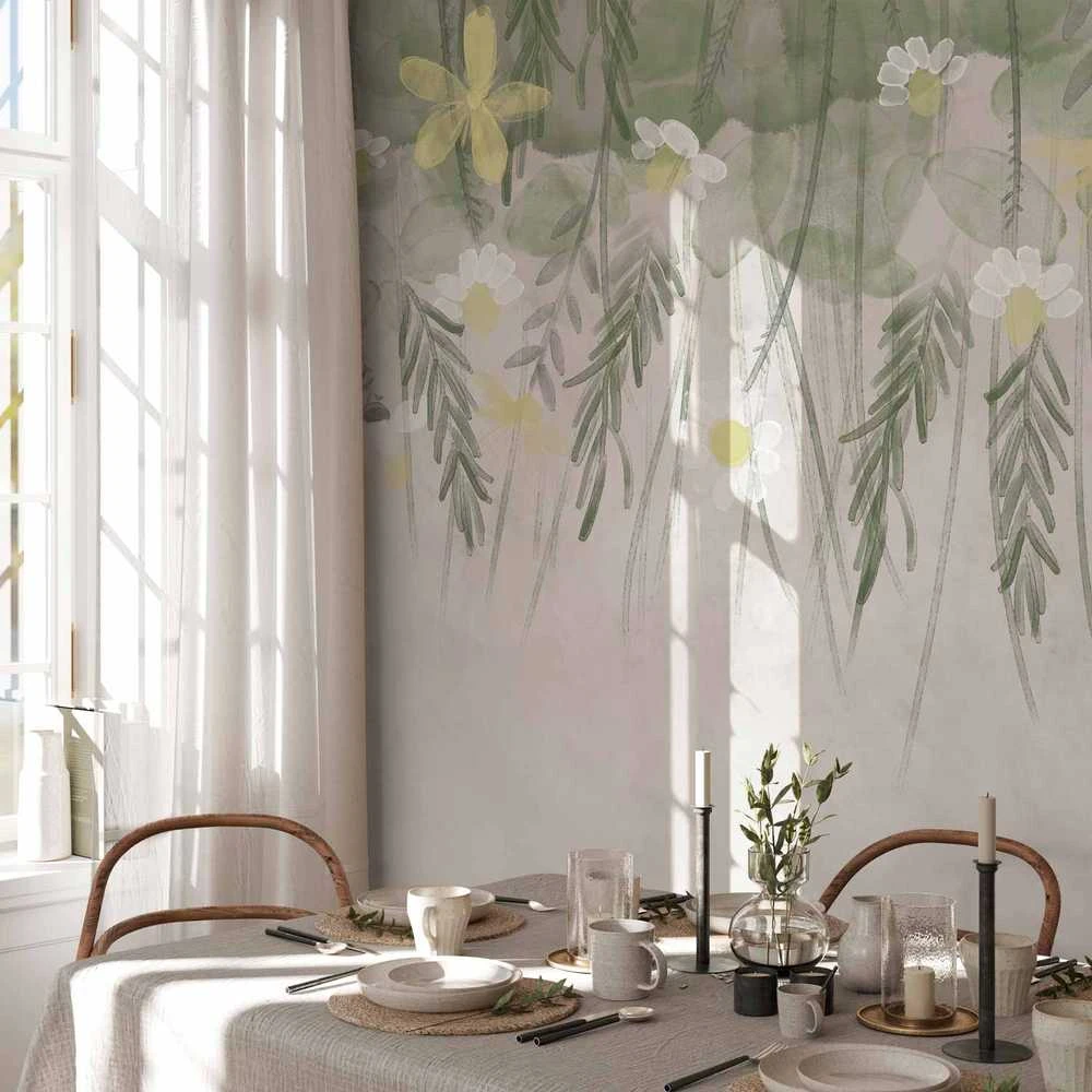 Artgeist Fototapetas - Home herbarium - subtle floral motif with flowers in watercolour style