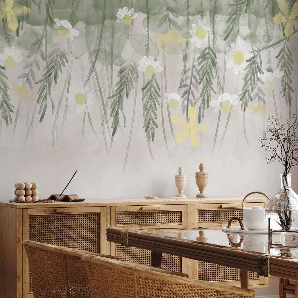 Artgeist Fototapetas - Home herbarium - subtle floral motif with flowers in watercolour style