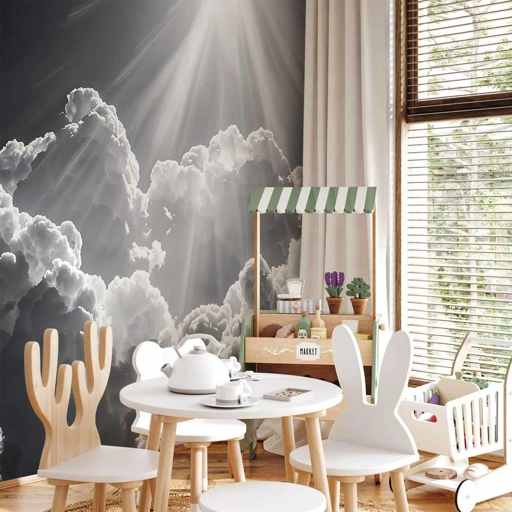 Artgeist Fototapetas - Hope in the Clouds: Inspiring Rays of the Sun – Awaken Emotions