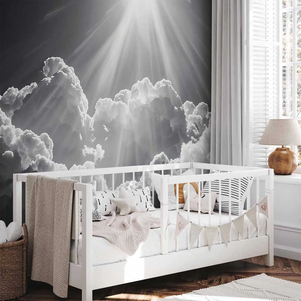 Artgeist Fototapetas - Hope in the Clouds: Inspiring Rays of the Sun – Awaken Emotions
