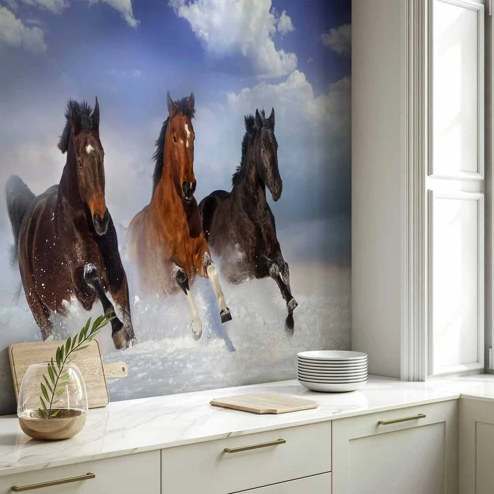 Artgeist Fototapetas - Horses in the Snow