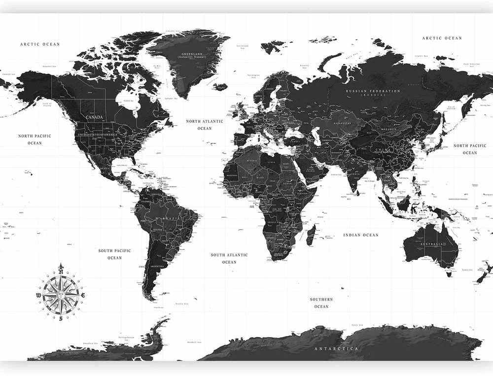 Artgeist Fototapetas - Juodas and Baltas Map