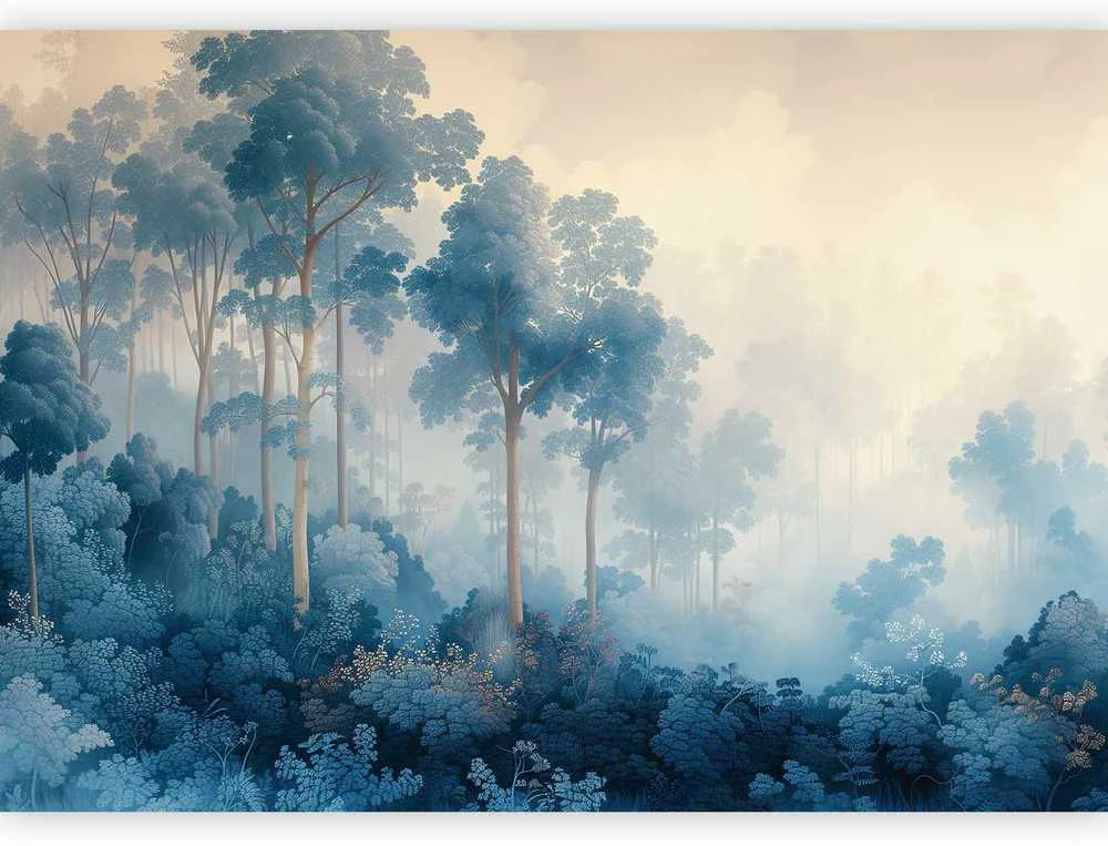 Artgeist Fototapetas - Landscape with Trees in Illustrative Style Fairy-Tale Mėlyna Forest