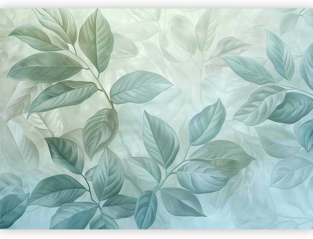Artgeist Fototapetas - Large Leaves in Shades of Žalias-Mint: Botanical Motif