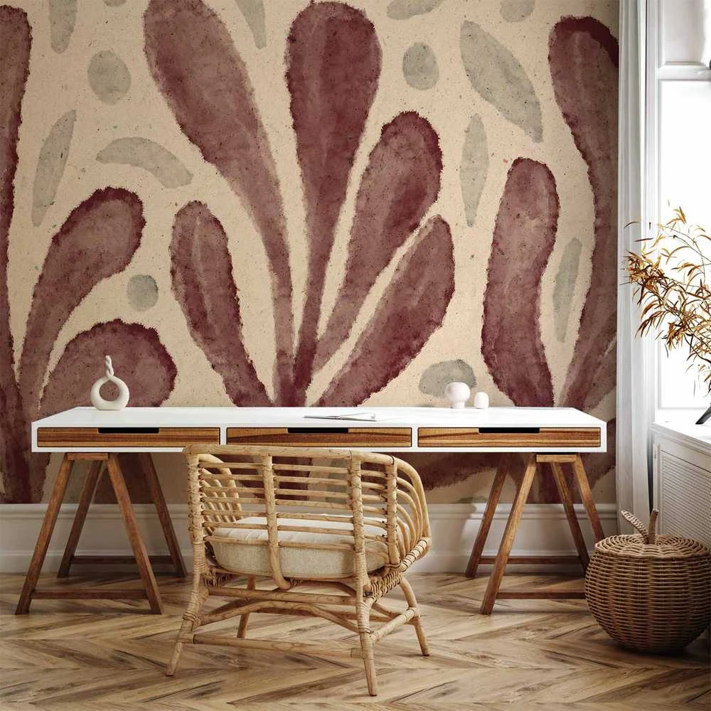 Artgeist Fototapetas - Leaves and spots – large vibrant shapes inspired by Matisse