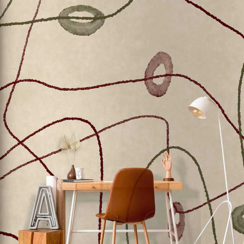 Artgeist Fototapetas - Lines and shapes – bead labyrinth on a pale washed background