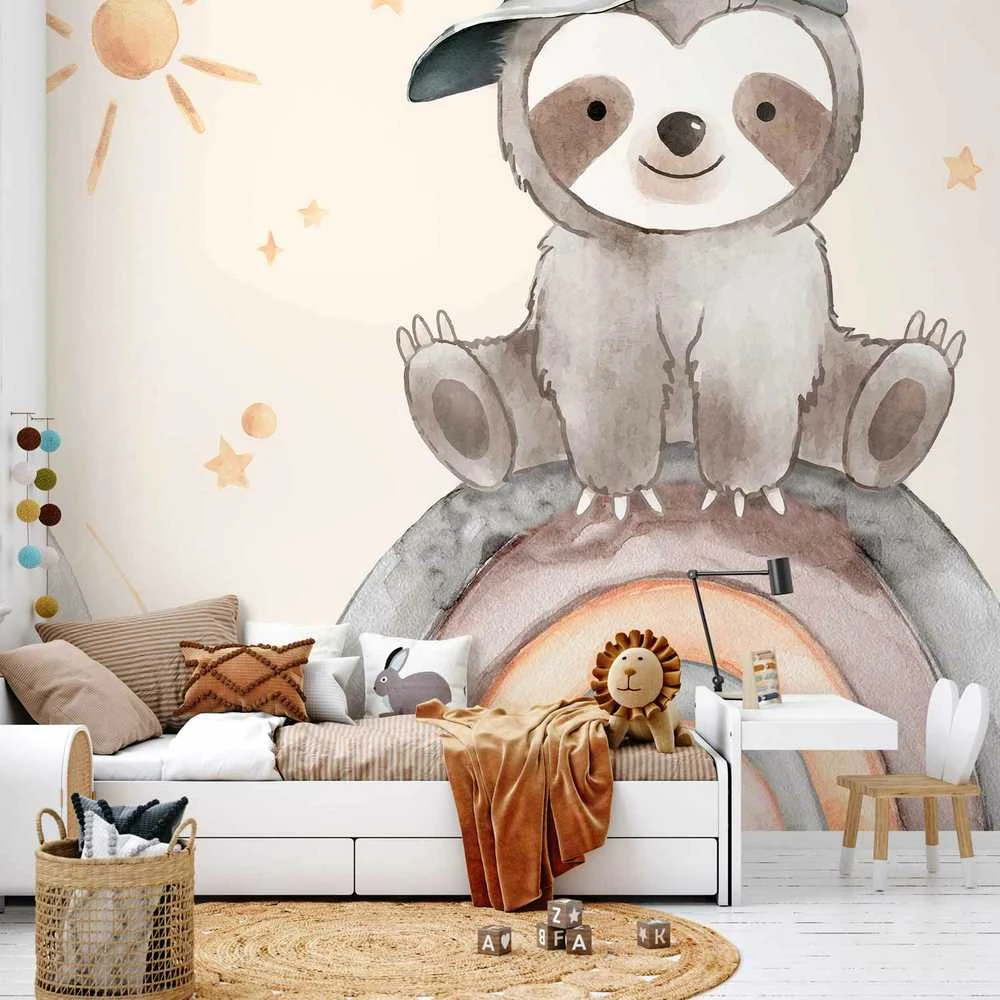 Artgeist Fototapetas - Little Sloth Among Stars and Rainbows