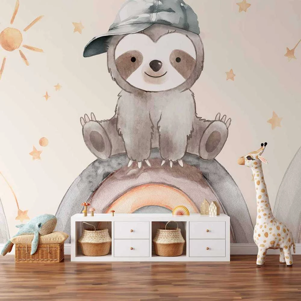 Artgeist Fototapetas - Little Sloth Among Stars and Rainbows