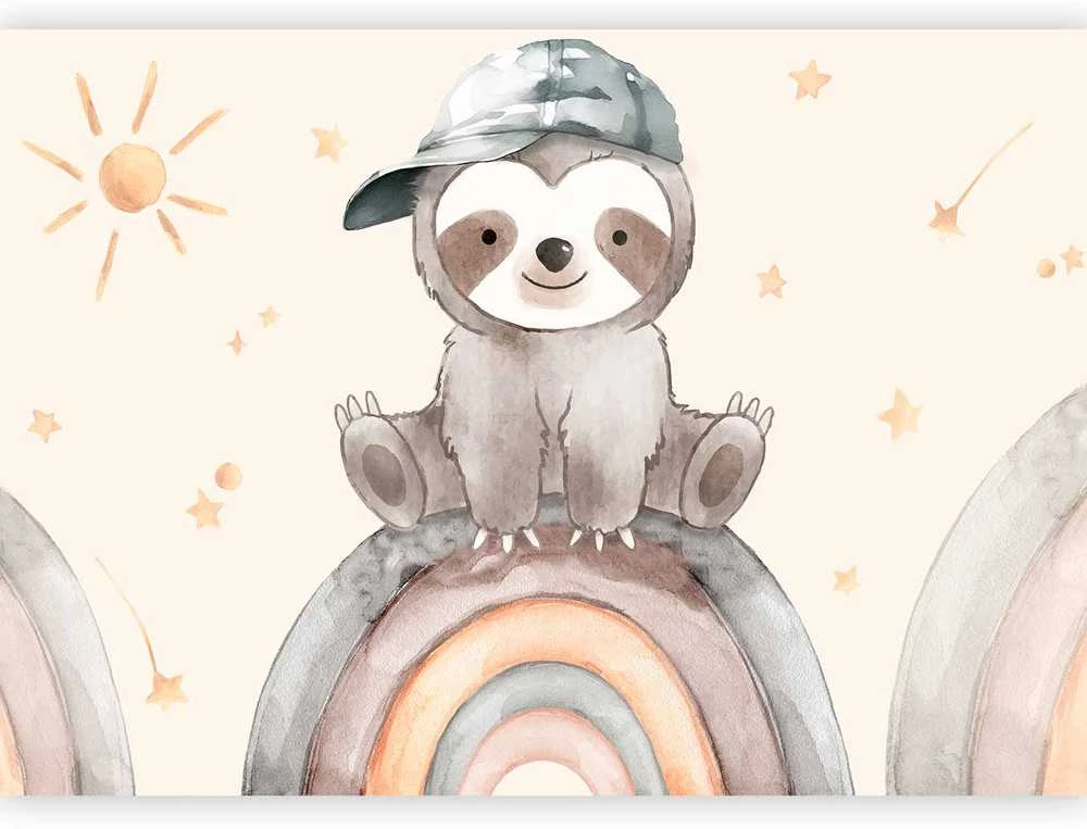Artgeist Fototapetas - Little Sloth Among Stars and Rainbows