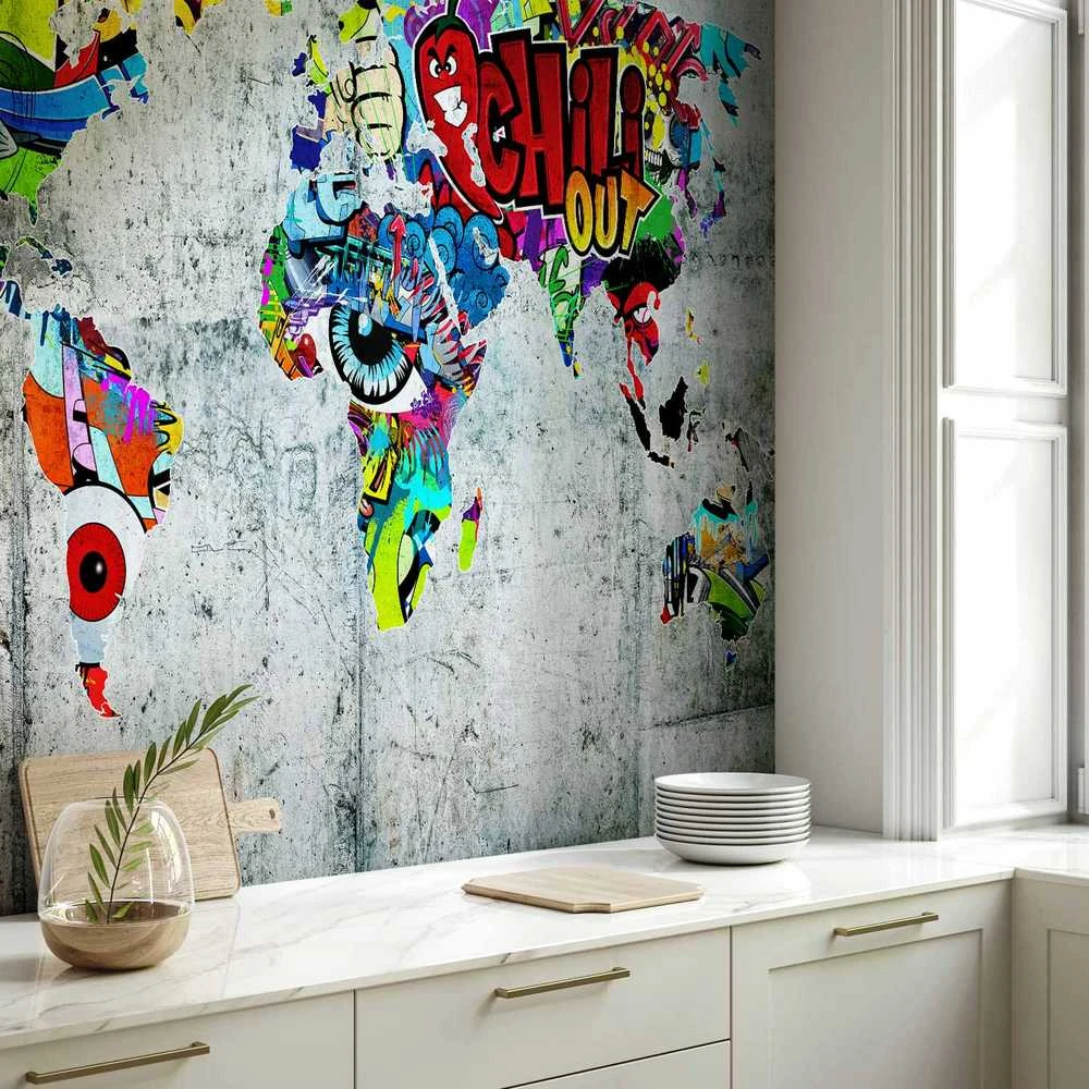 Artgeist Fototapetas - Map - Graffiti