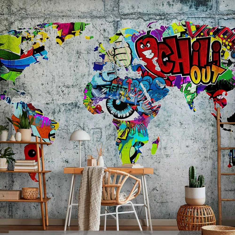 Artgeist Fototapetas - Map - Graffiti