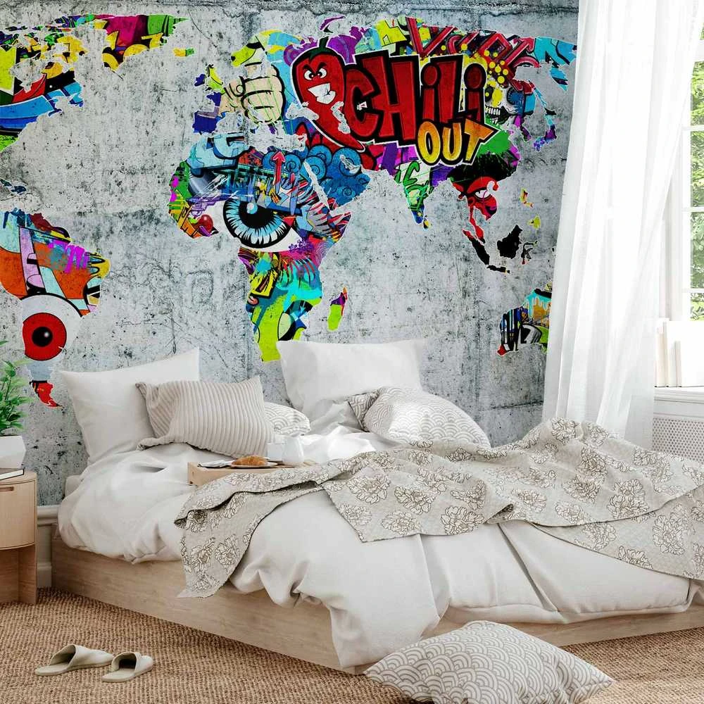 Artgeist Fototapetas - Map - Graffiti