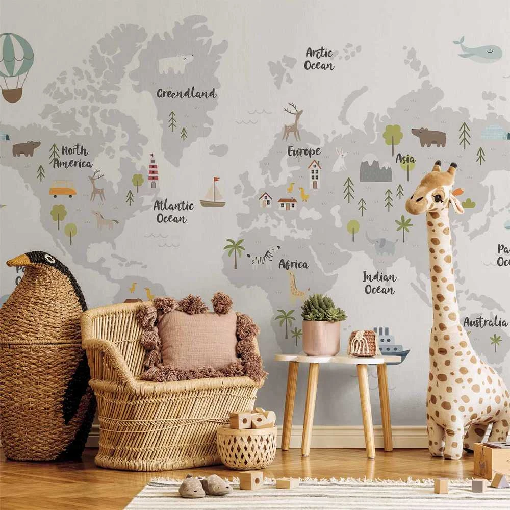 Artgeist Fototapetas - Minimalist Map for Children's Room