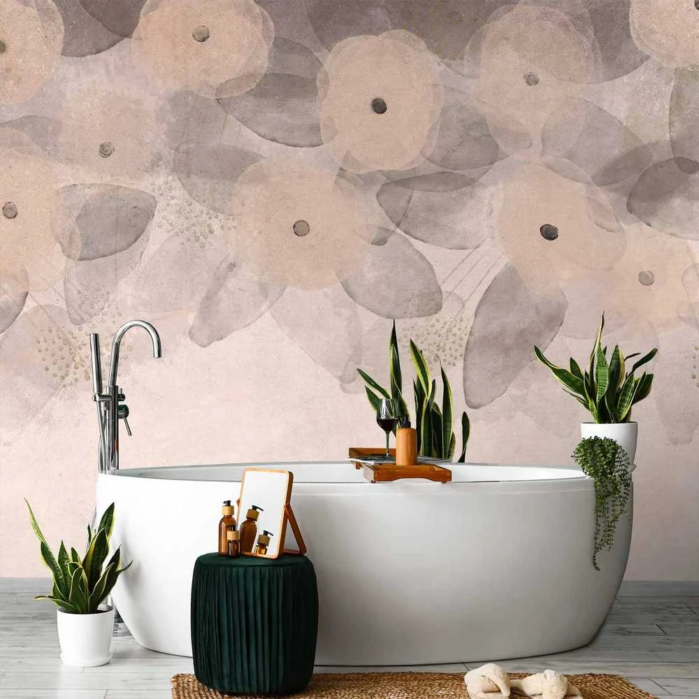 Artgeist Fototapetas - Minimalist meadow - patterns on a delicate beige textured background