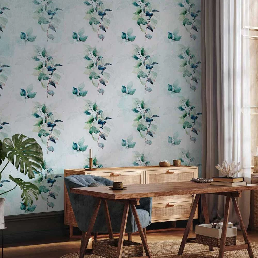 Artgeist Fototapetas - Mint nature - uniform pattern in floral motif with žalias leaves